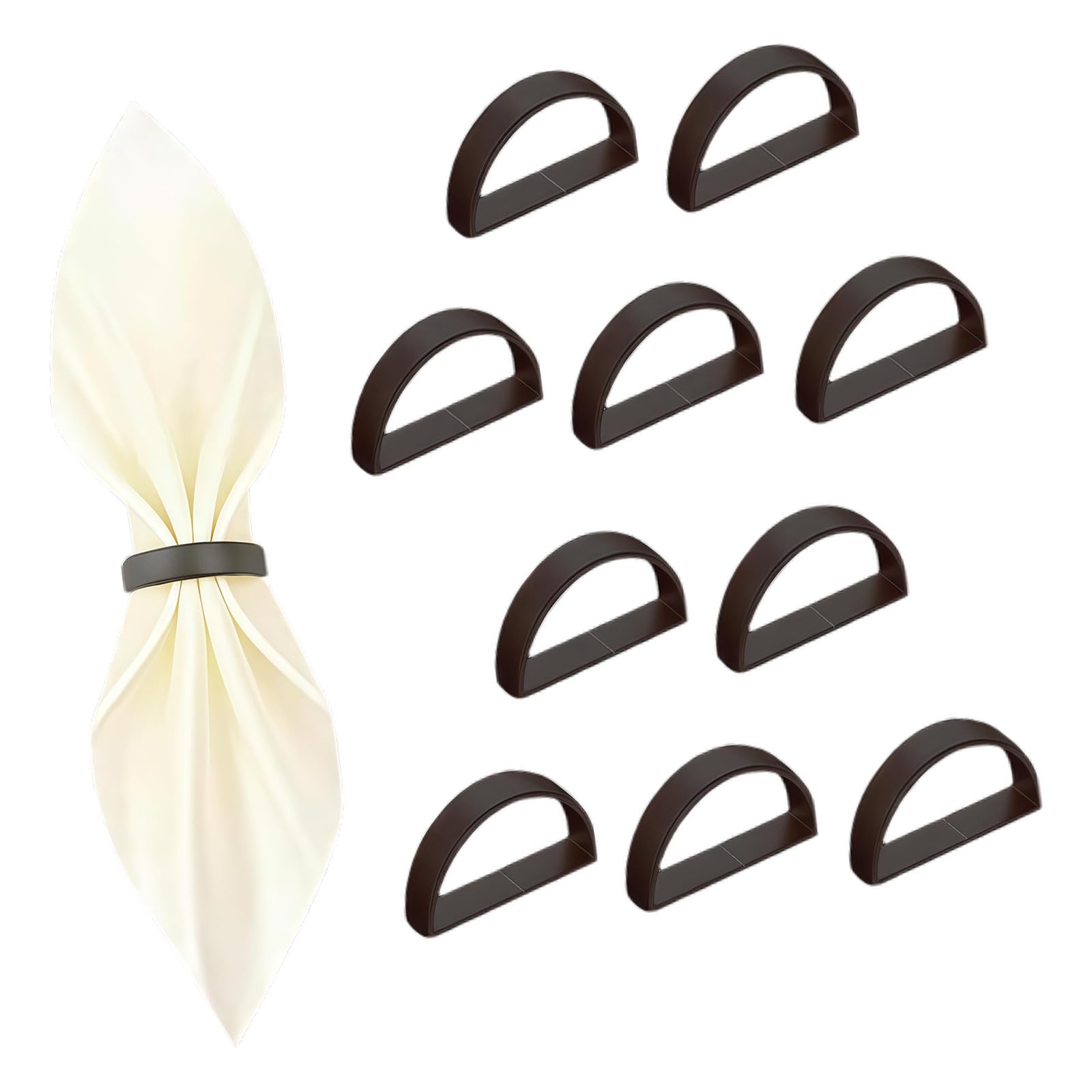 ZEPFJHE 10Pcs Half Circles Napkin Rings Practical Metal Dinner Party Tableware Accessories for Party and Everyday Use Rustless Napkin Circlets