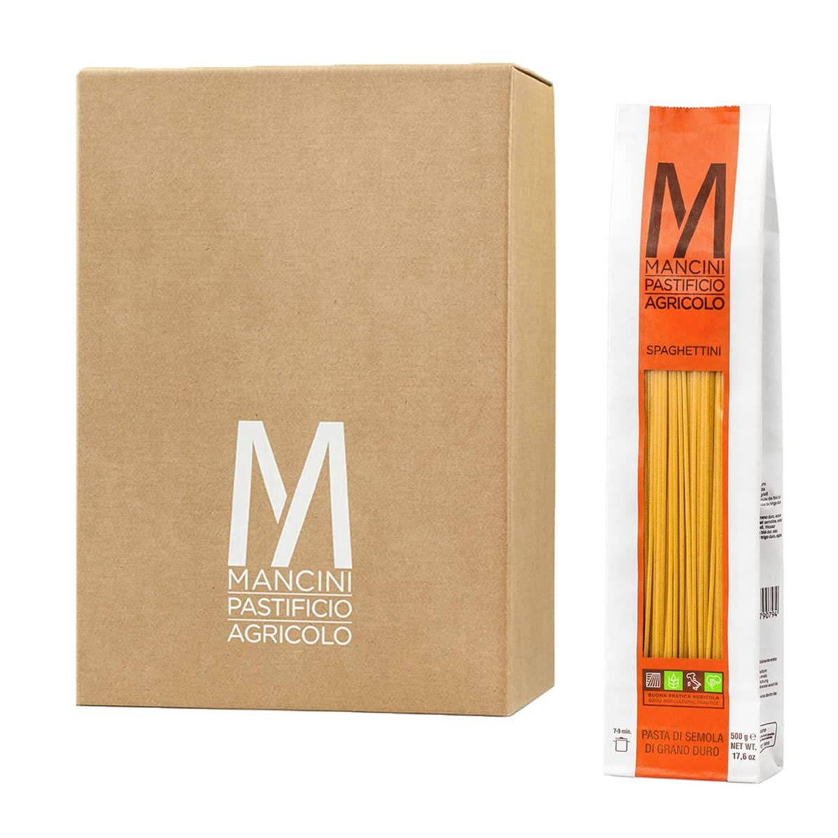 Mancini Pastificio Agricolo - Spaghettini 500 gr - Karton mit 12 Packungen