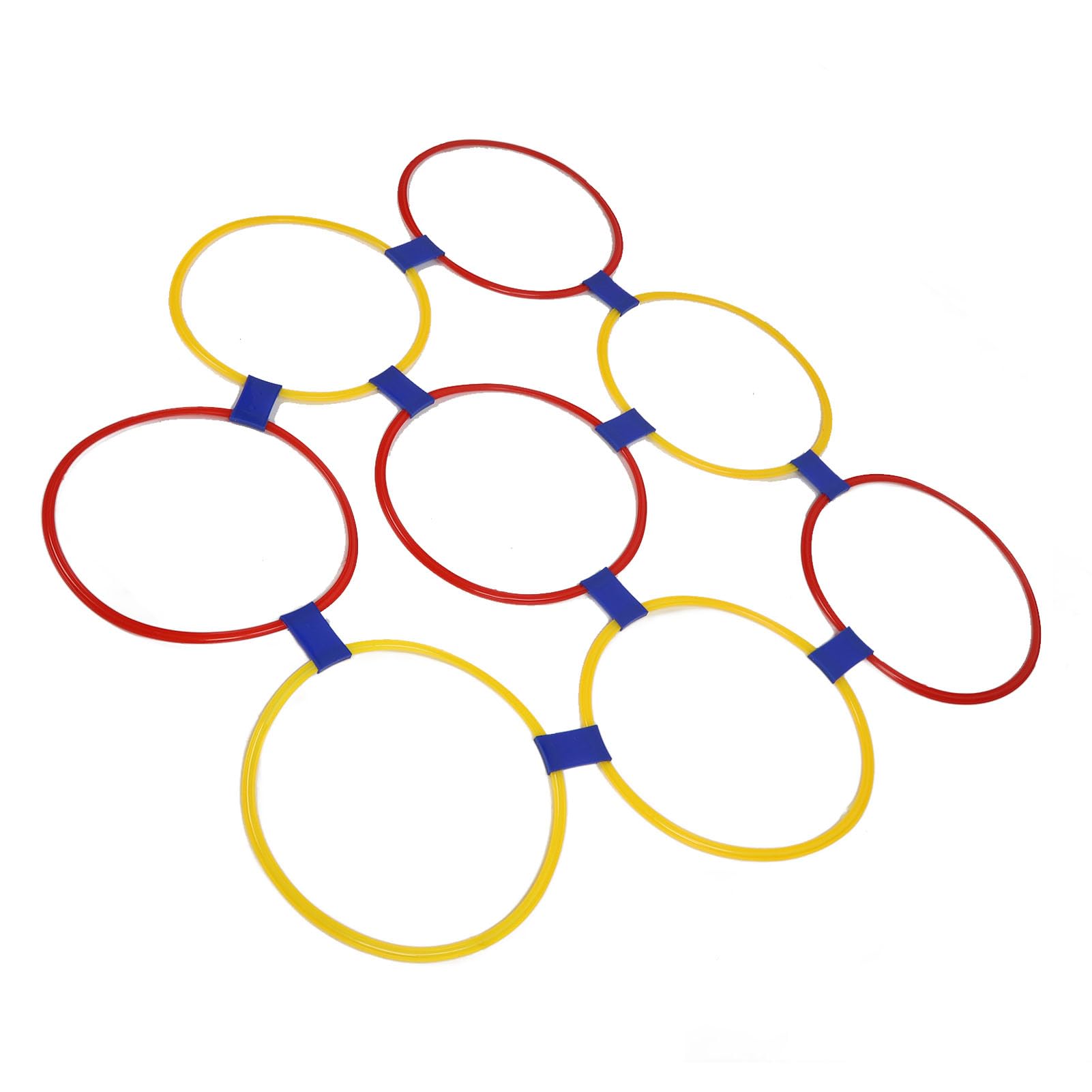 Generic Hopscotch Hoop, Równowaga ćwiczeń Treningowych Obręczy 10pcs Kombinacja Materiału Plastikowego Wszechstronne z 10 Pętlami do Skakania (L 360 ml 6,8x14,5 cm / 2,7x5,7 cala)