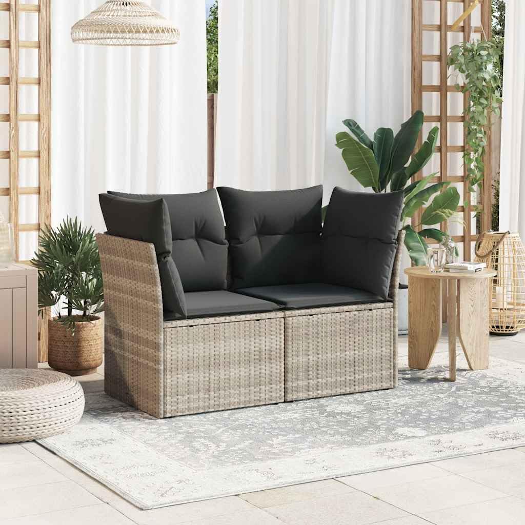 Divano da Giardino 2 Posti in Polyrattan Grigio Chiaro