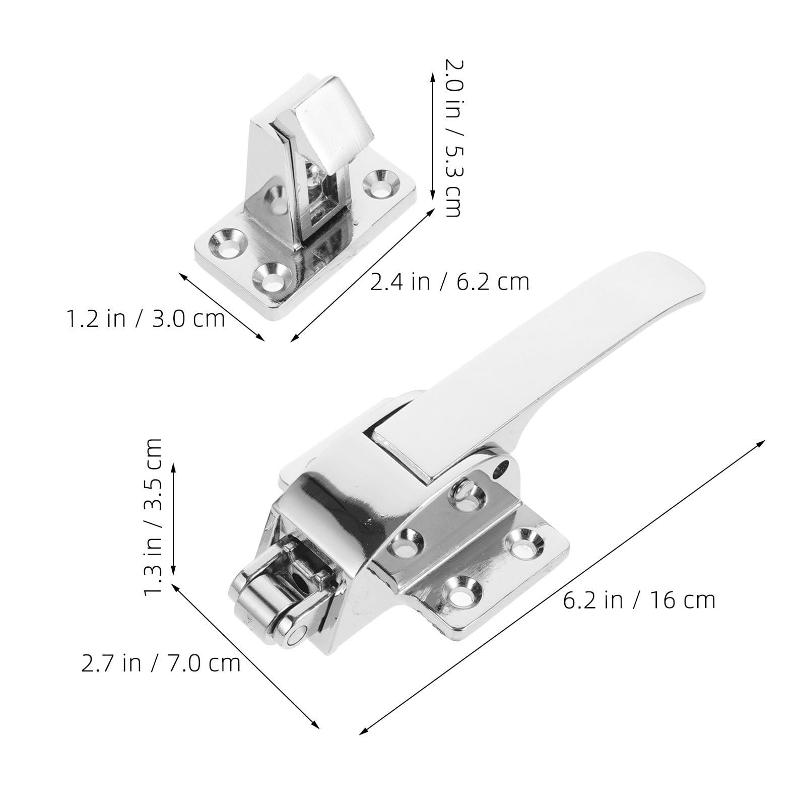2 Set Maniglia per Congelatore Serratura a Molla in Metallo Argento, Resistente e Adatta per Magazzino e Locale Commerciale, Set