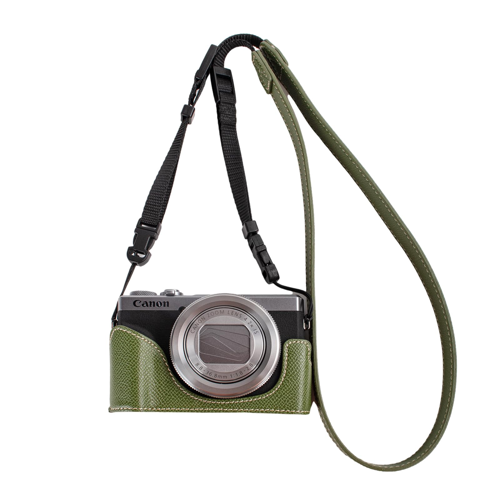 VOVMOEYAProtective Camera Case for Canon Powershot G7X series,fit for Canon PowerShot G7X Mark III/G7X Mark II/G7 X Half Case With Adjustable Shoulder Strap PU g7x mark iii accessories lightweight-GR