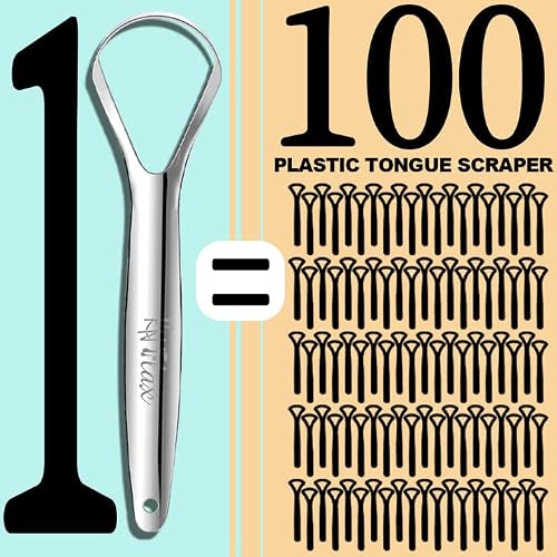 Kn Flax Tongue Scraper [2 Pack] [Medical Grade] Reduce Bad Breath Maintains Oral Care 100% Bpa Free Metal Tongue Scraper, Tongue Cleaner For Adults And Kids, Easy To Use With Non-Synthetic Handle #TOP4