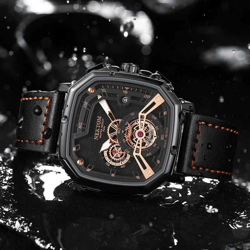 LILUOKE DT-LK9006G-01 watch on a wet surface, demonstrating water resistance