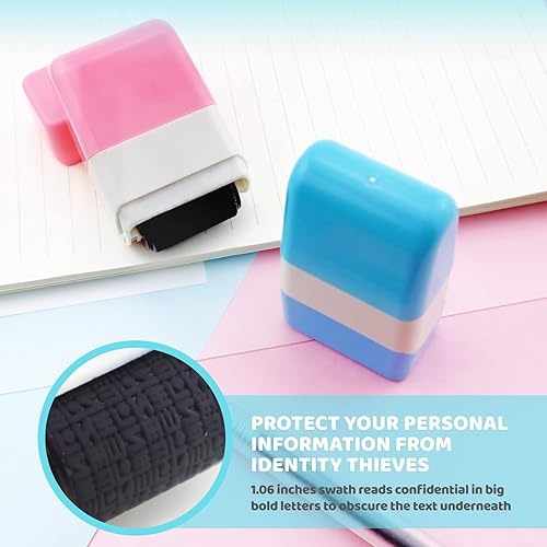 Miniatura 3 de 2 sellos de rodillo de protección de identidad incluidos, paquete de 2 sellos de tinta para prevención de seguridad, rodillo de sello confidencial