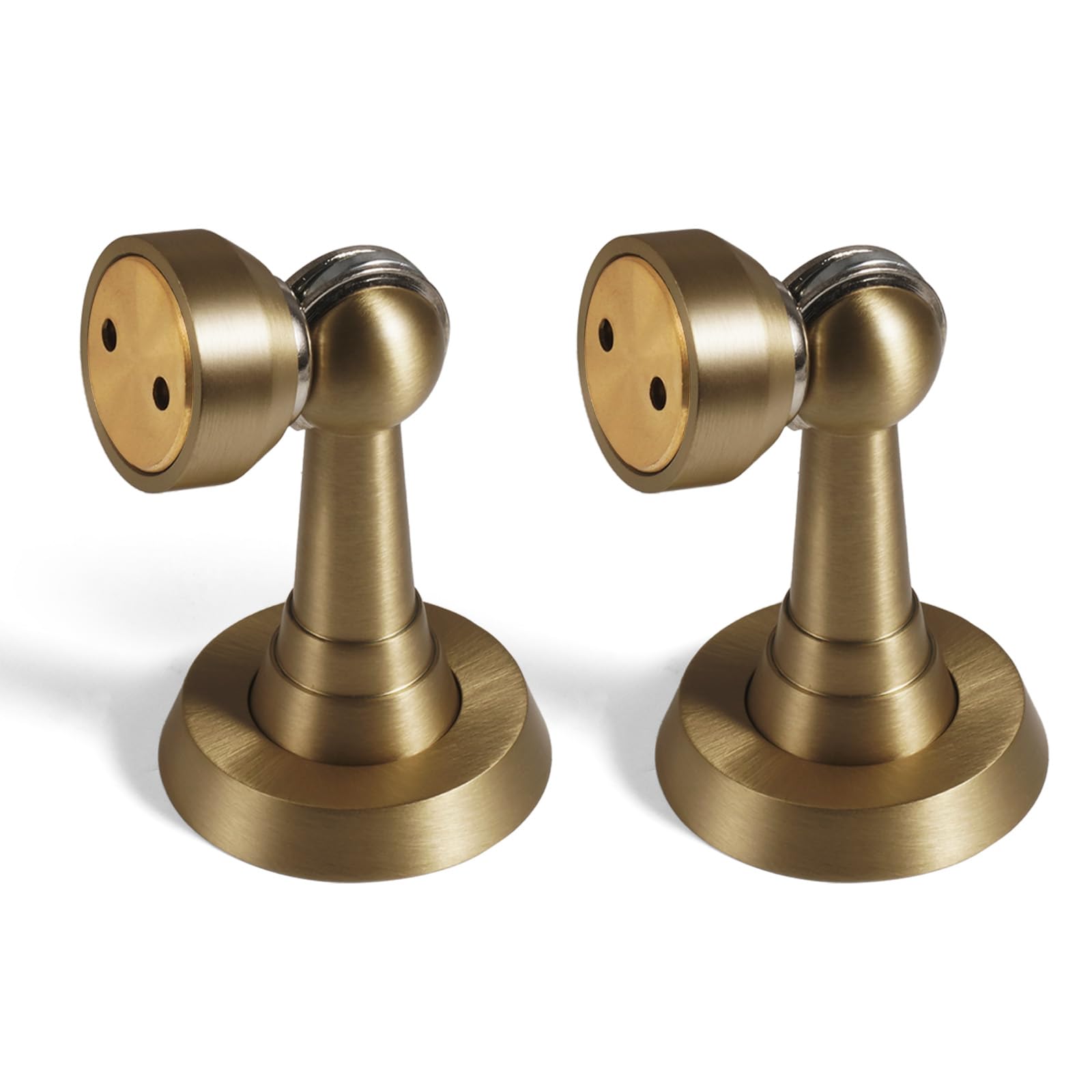 PANALI Magnetic Door Stopper,Brass Windproof Heavy Duty Door Stop,Drilling with Screws or No-Drilling with Adhesive,Door Stops for Bottom of Door,2 PCS,Antique Bronze