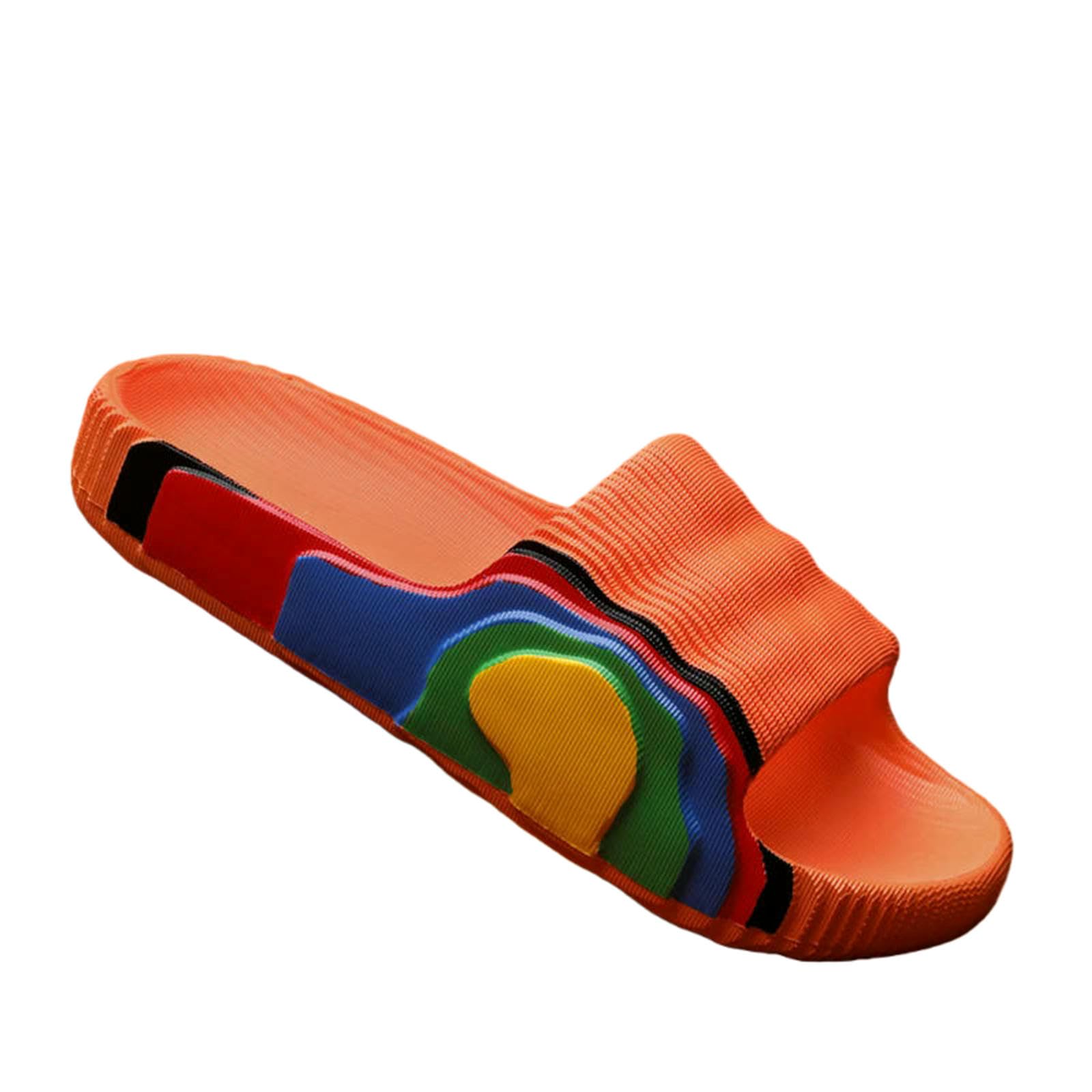 Gyios Summer Slippers Men's Eva Non-slip Slides Fashion Outdoor Indoor Women Colorful Printing For Men Shoes Unisex-2025 Orange-35-36