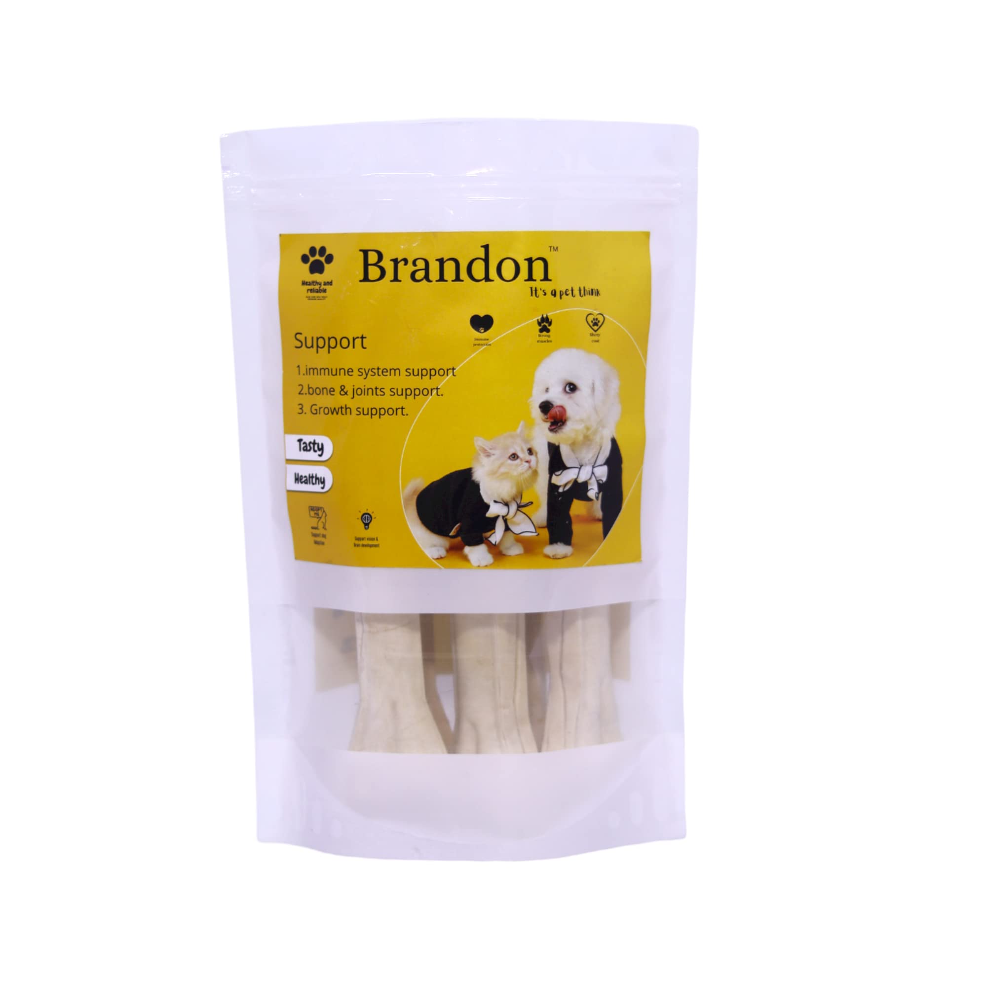 Brandon 6 Inch 3 Pcs White Pressed Chew Bone & Dry Treats for Dogs Promotes Healthy Teeth & Gums chewers for Dogs