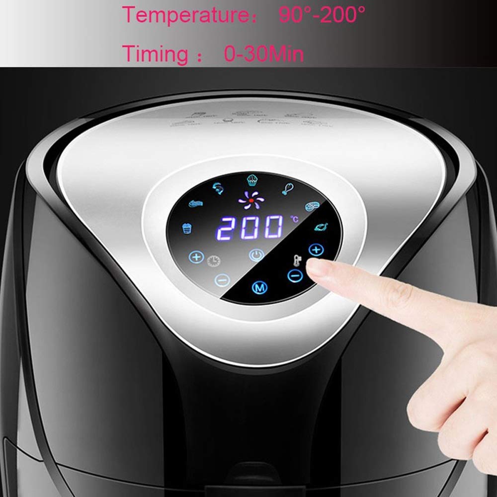 Frytkownica powietrzna, 1500 W, 5,5 l, beztłuszczowa, frytkownica powietrzna, zdrowa frytkownica, LCD Touch, frytkownica powietrzna, pizza, wielofunkcyjna, inteligentna frytkownica do frytek Stabilize