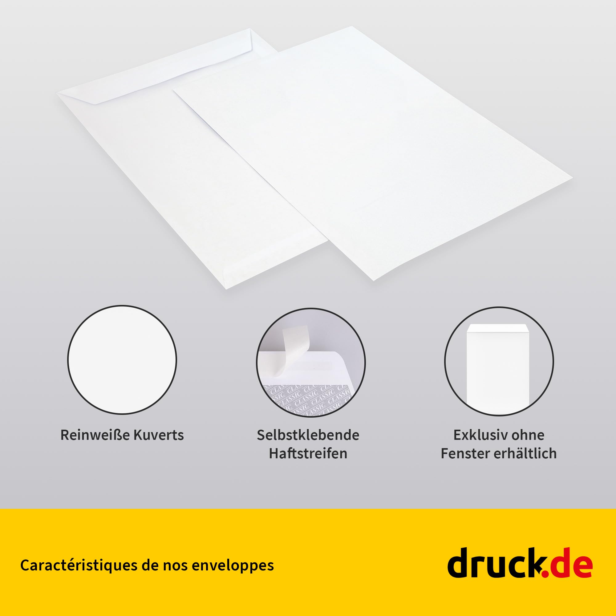 Lot de 1000 enveloppes B4 sans fenêtre - Blanc - Fermeture autocollante (Haftfix) - Enveloppes en papier pour lettres, mariage, cartes de vœux, invitations, factures