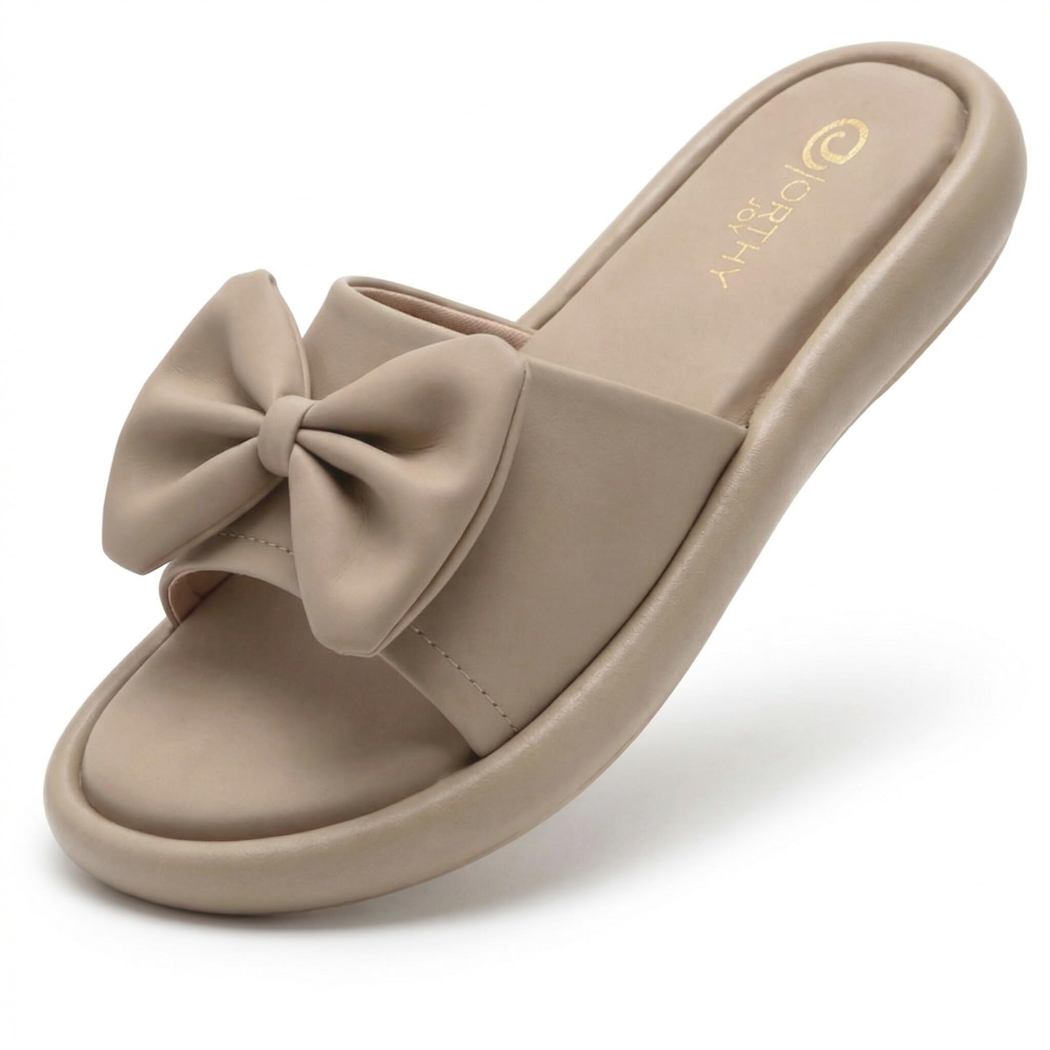 Women’s Bow Slide Sandals, Cushioned Open Toe Slip-On Flats for Everyday Comfort-image-9
