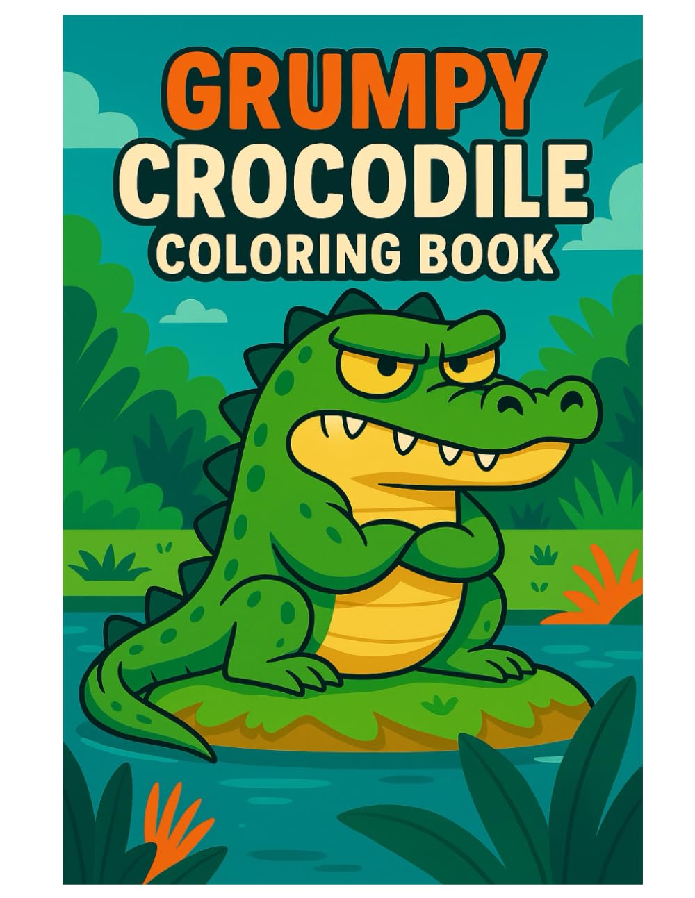 Grumpy Crocodile Coloring Book: Funny Reptile Scenes for Easy Coloring
