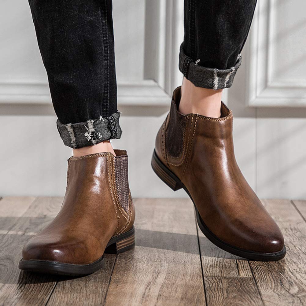 Hommes Cuir Véritable Occidental Vintage Bottes Chukka Chelsea Derby Fermeture Éclair Bottines