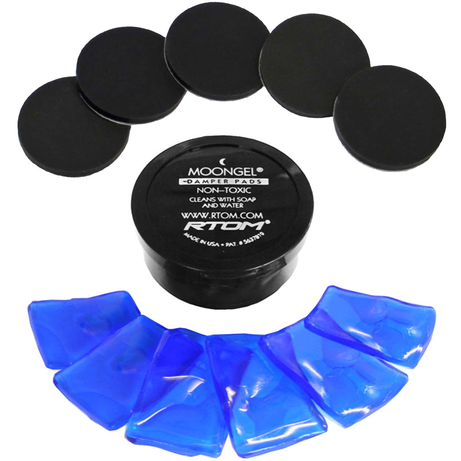 RTOM Moongel Blau 6 Stk Schlagzeug Dämpfer + keepdrum Damper Pads Schwarz