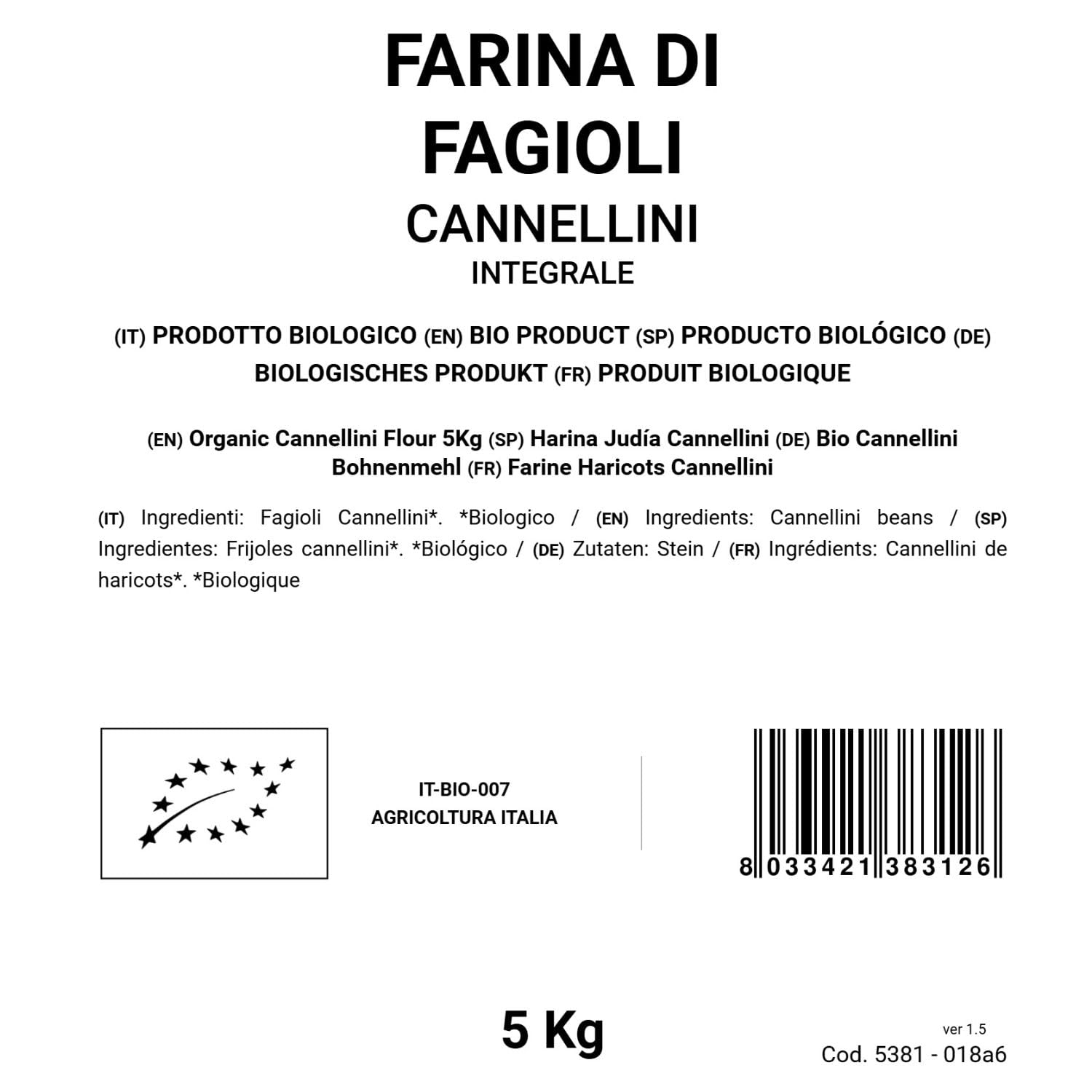 Harina de frijoles cannellini 5 kg orgánica