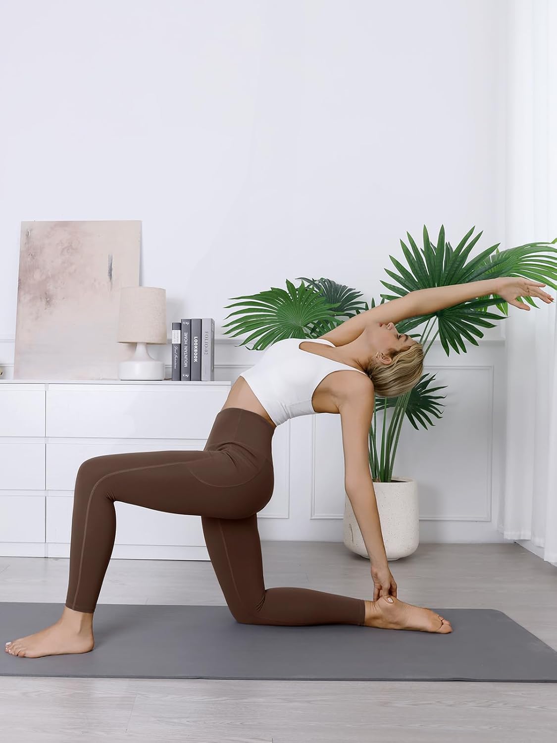 High Waisted Leggings for Women Workout Butt Lifting Yoga Pants with Pockets Tummy Control Yoga Leggings - Image 2