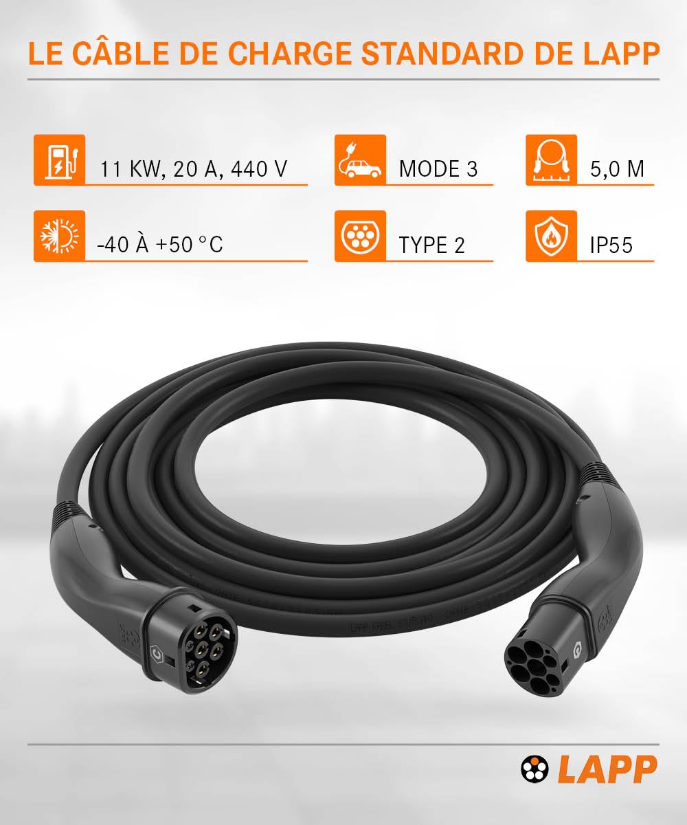 LAPP MOBILITY Ladekabel Typ 2, bis zu 11 kW, 5 m, schwarz (61779)