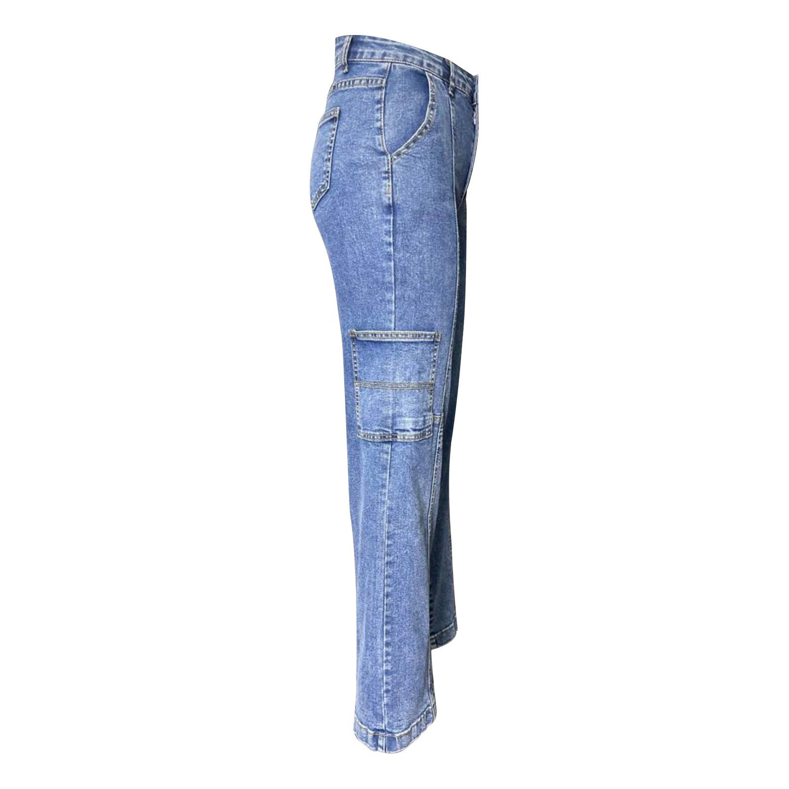 Jeans Donna Elasticizzati Gamba Dritta Jeans Baggy Leggeri Gamba Larga Pantaloni Denim Elasticizzati Curvy Larghi Comodi Pantaloni Vita Alta Casual Y2k Eleganti Pants Moda Tempo Libero Vintage