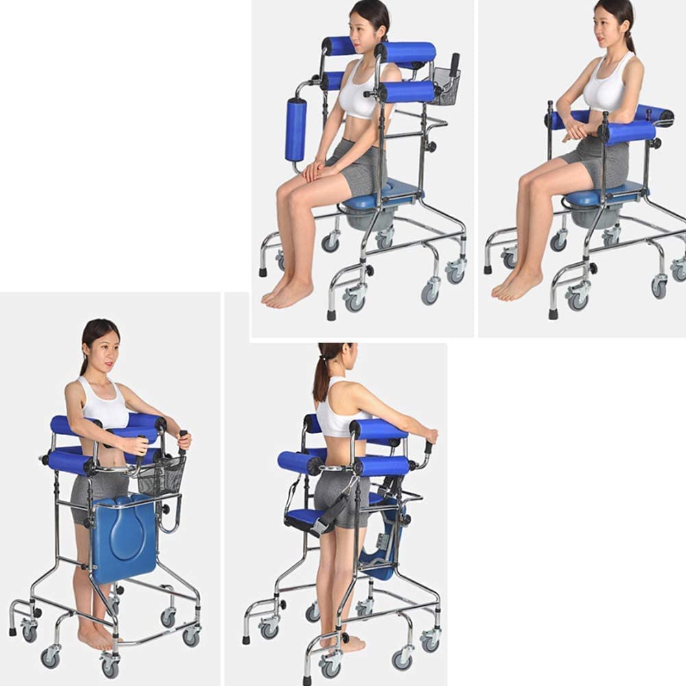 SYALEO Andador para Ancianos Marco para Caminar hemipléjico Andador médico de 6 Ruedas con Silla cómoda y Orinal Equipo de rehabilitación para Adultos Ayuda para Caminar para Personas Mayores