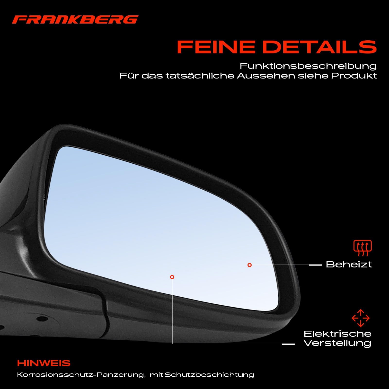 Frankberg Espejo exterior eléctrico derecho de 5 Polos y calefactable