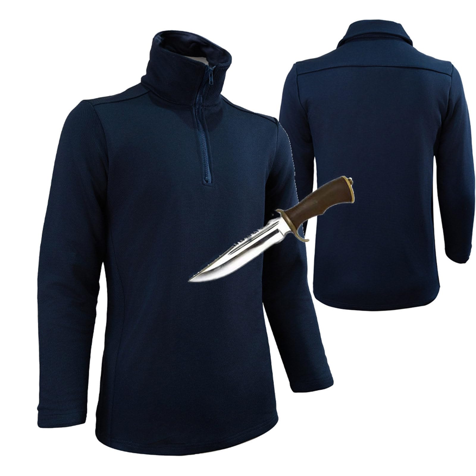 EN388 Level 5 – Verdeckbares, stichfestes Sweatshirt M | Hochgeschlossenes Langarmshirt (Nackenschutz), schnitt- und stichfeste taktische Weste für Sicherheitskräfte