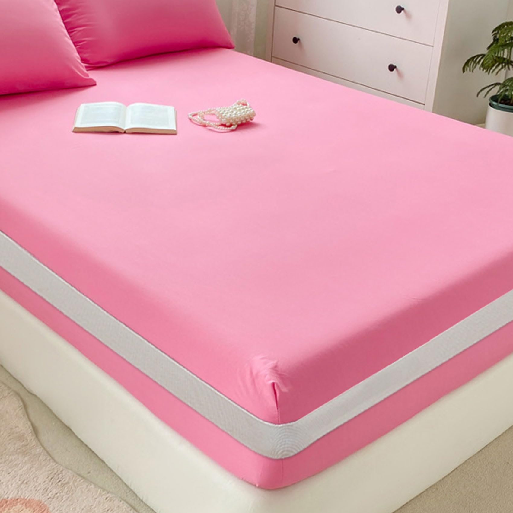 Bed Sheet Holder Straps Reliable Sheet Hold Fitted Sheet Strap for Firm & Tight, Elastic 2 Inch Wide Mattress Strap Hold Sheets On Place for Queen & King Size Mattress (White, 19.7 FT)