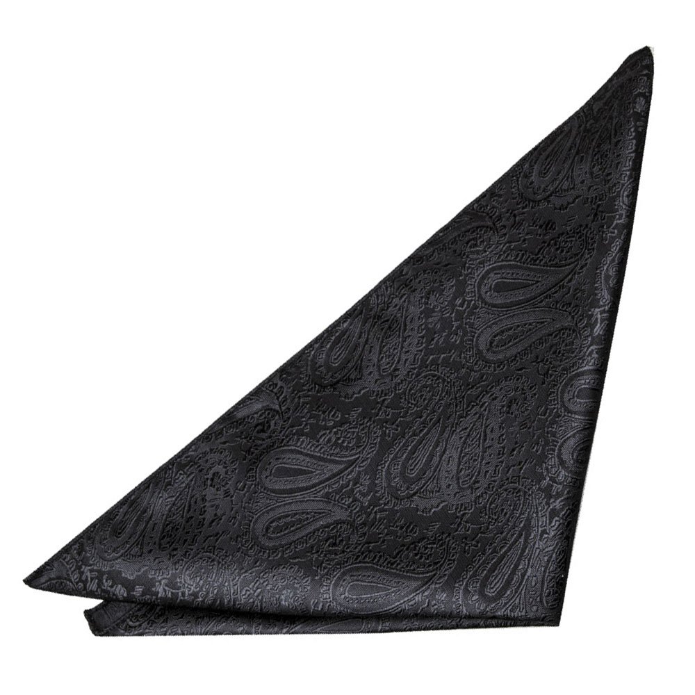 Men Paisley Floral Black Pocket Square