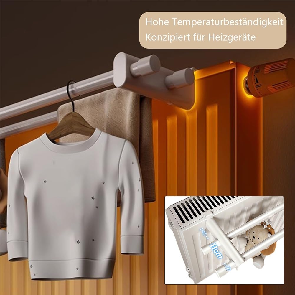 Handtuchhalter für Heizkörper 50cm längen zum Einhängen, Doppel Handtuchhalter für Kompaktheizkörper, Handtuchhalter für Heizung Ohne Bohren, Handtuchhalter Heizung Weiß Edelstahl (White, 70cm)