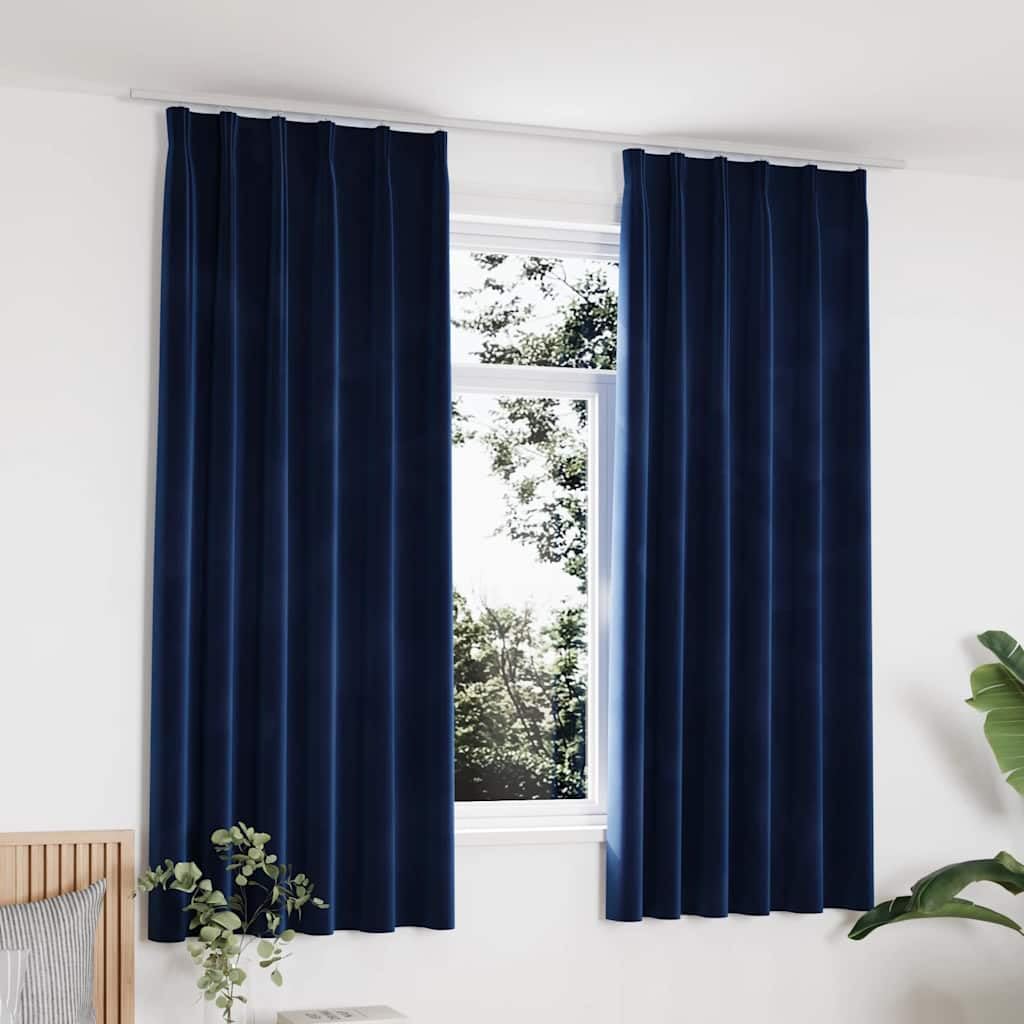 Rideau occultant velours contre la lumière brise-vue salon bleu 140 x 175