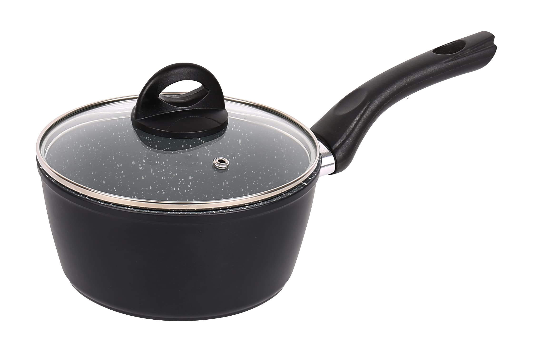 URBN-CHEF FORGECROSS Black & Grey Marble Forged Pressed Aluminium Non Stick Induction Safe Cooking Pots Pans Saucepans Cookware (18cm Saucepan)