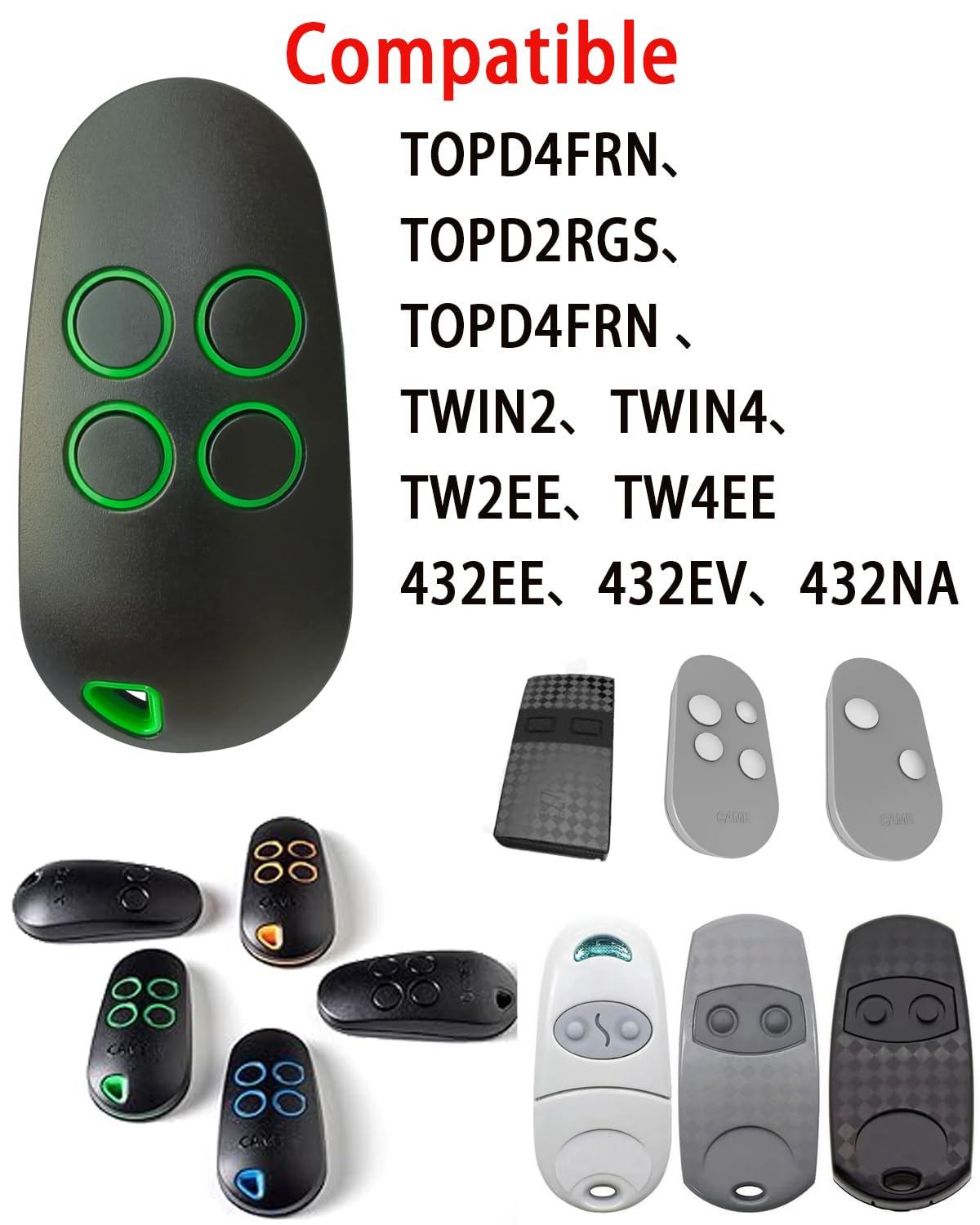 Garagentoröffner Handsender TOP44RBN Control remoto 433,92 MHz Código de rodamiento cambia en cada transmisión 4 canales, doble frecuencia 433,92 u. 868,35 MHz (estándar 868,35 MHz) 3 atascado