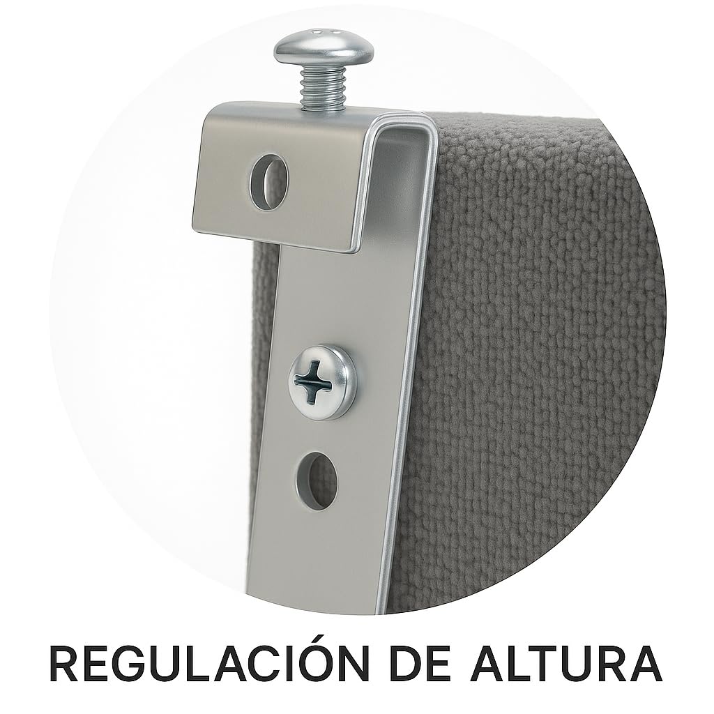 DecorQUALITY cabecero Cama 150 tapizado Mod. Texas Botones Cabezal tapizado Acolchado Moderno y Funcional fácil Limpieza Tela Antimanchas Matrimonio y Juvenil (Plata, 150 * 70)
