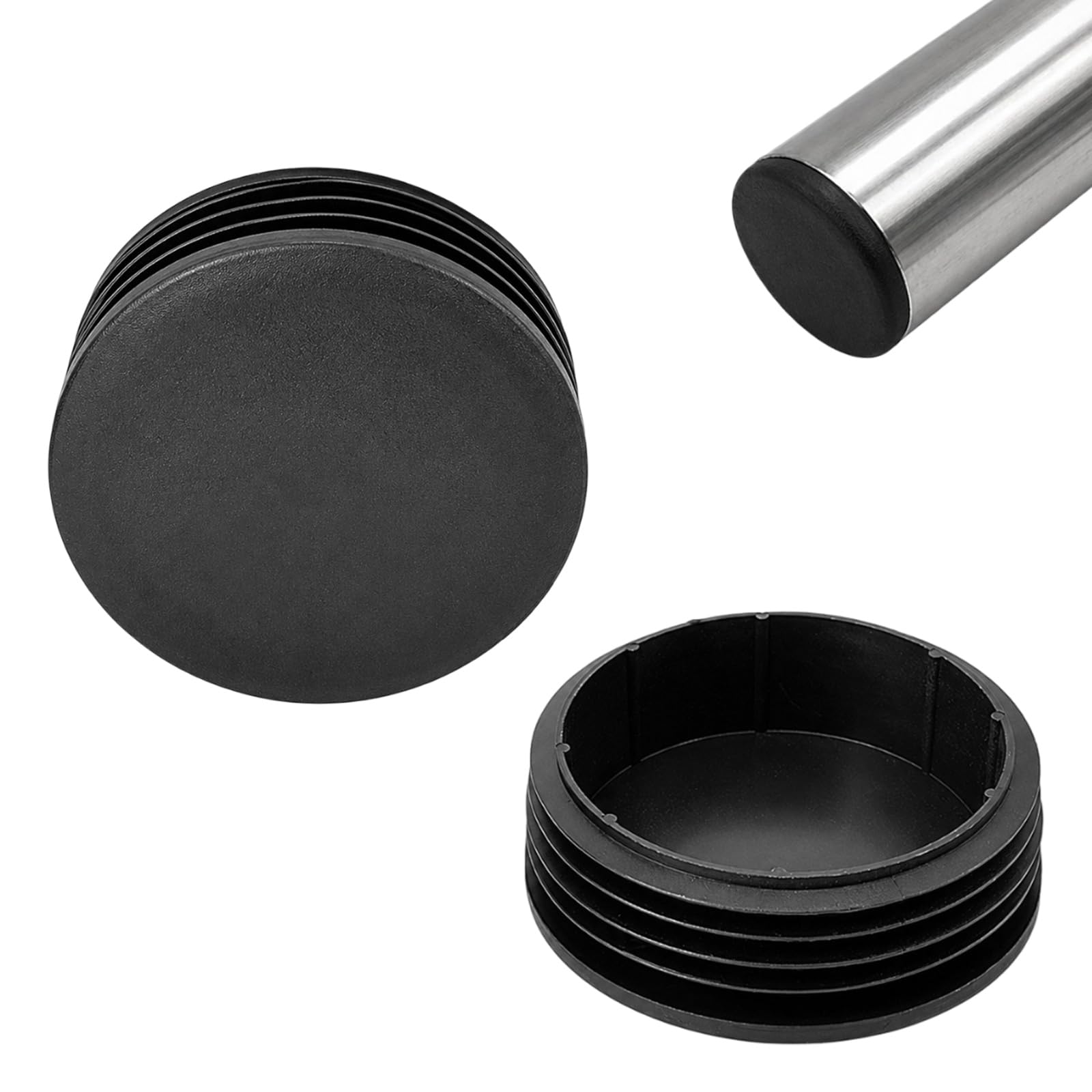 EUQWOSDD 110mm 4 Inch Blanking Cap, Heavy Duty Plastic Push Fit Soil Waste Pipe Plug, Round End Cap for Underground Drain, Furniture Legs, Fence Railings, Black