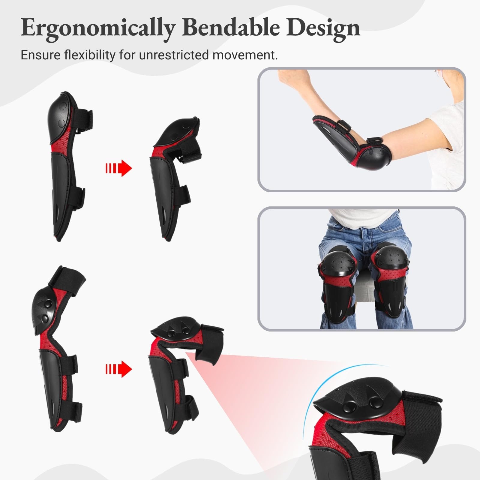 Juego de 4 rodilleras para niños, espinilleras para motocicleta para protección durante el patinaje, ciclismo y esquí