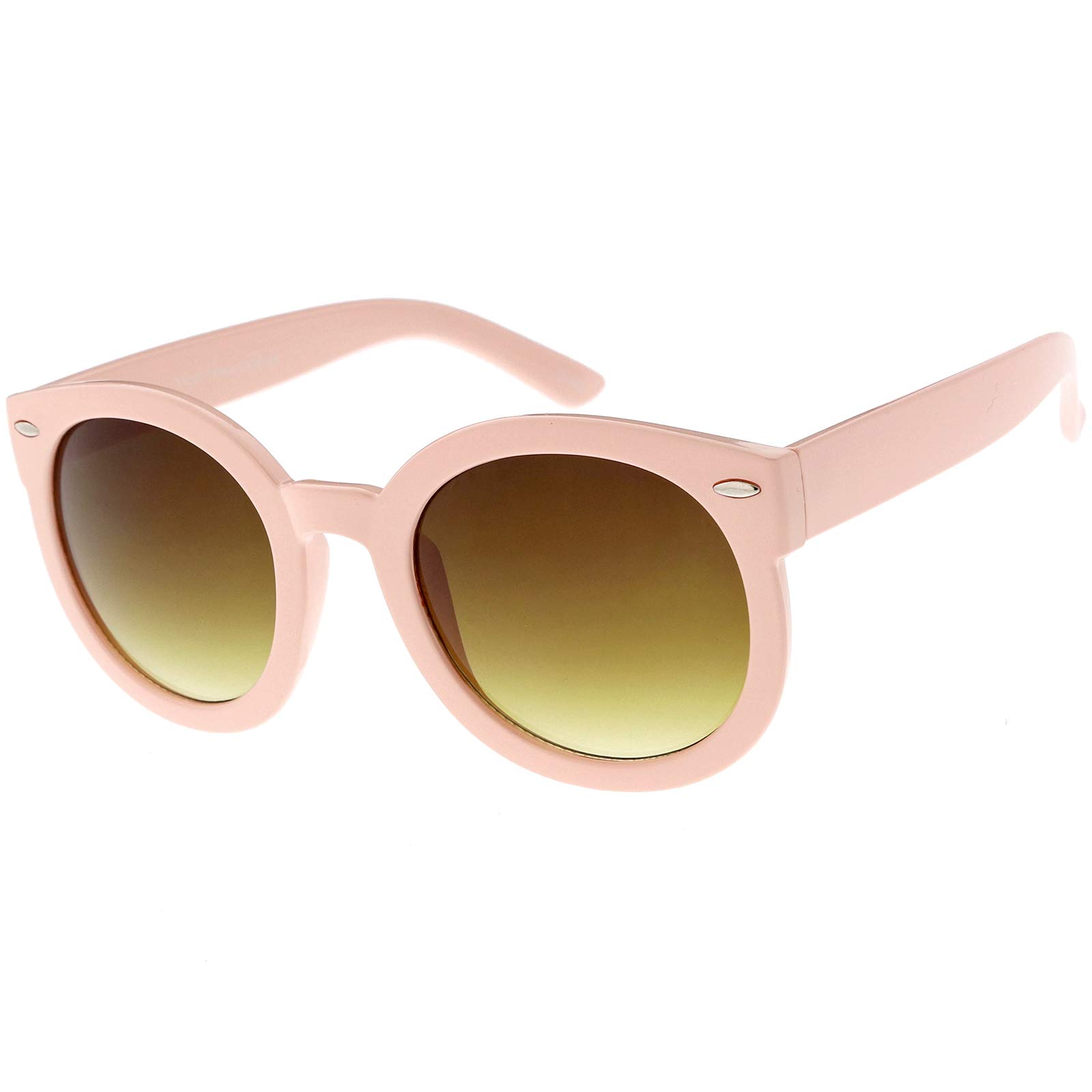 zeroUV - Round Retro Oversized Sunglasses for Women with Colored Mirror and Neutral Lens 53mm