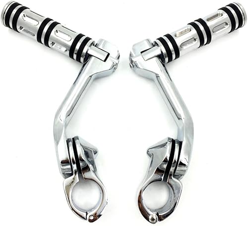 XKH - Piquetas cromadas con 5.0in de largo ángulo ajustable Kit de montaje compatible con 1,25 "de protección del motor de tubo delantero (Harley