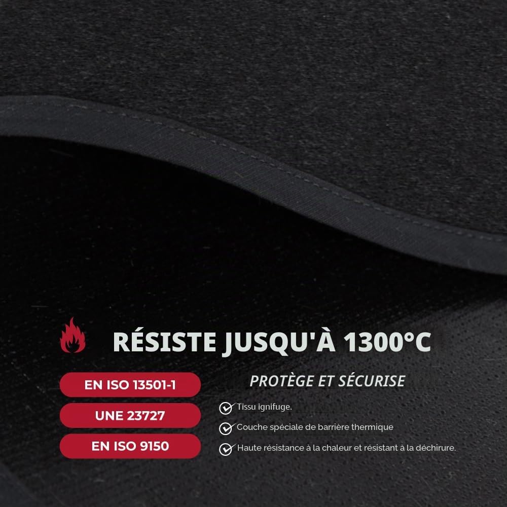 TEXFIRE Tapis Ignifugé Cheminée et Poêle 100x50 cm