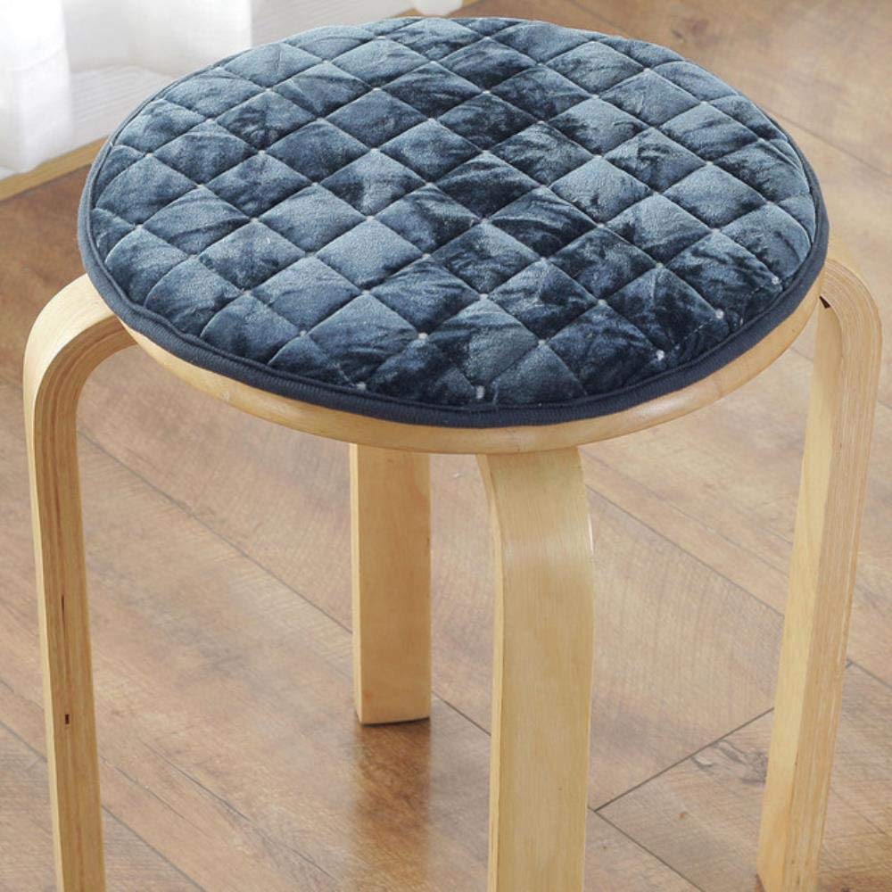 JKNK Anti-Slip Student Chair Cushion Office Chair Pad Tie On Dining Seat Cushion Round Velvet Stool Pad 6 Sizes Soft Floor Sit Pillow,Gold Velvet Blue,Diameter About 25Cm