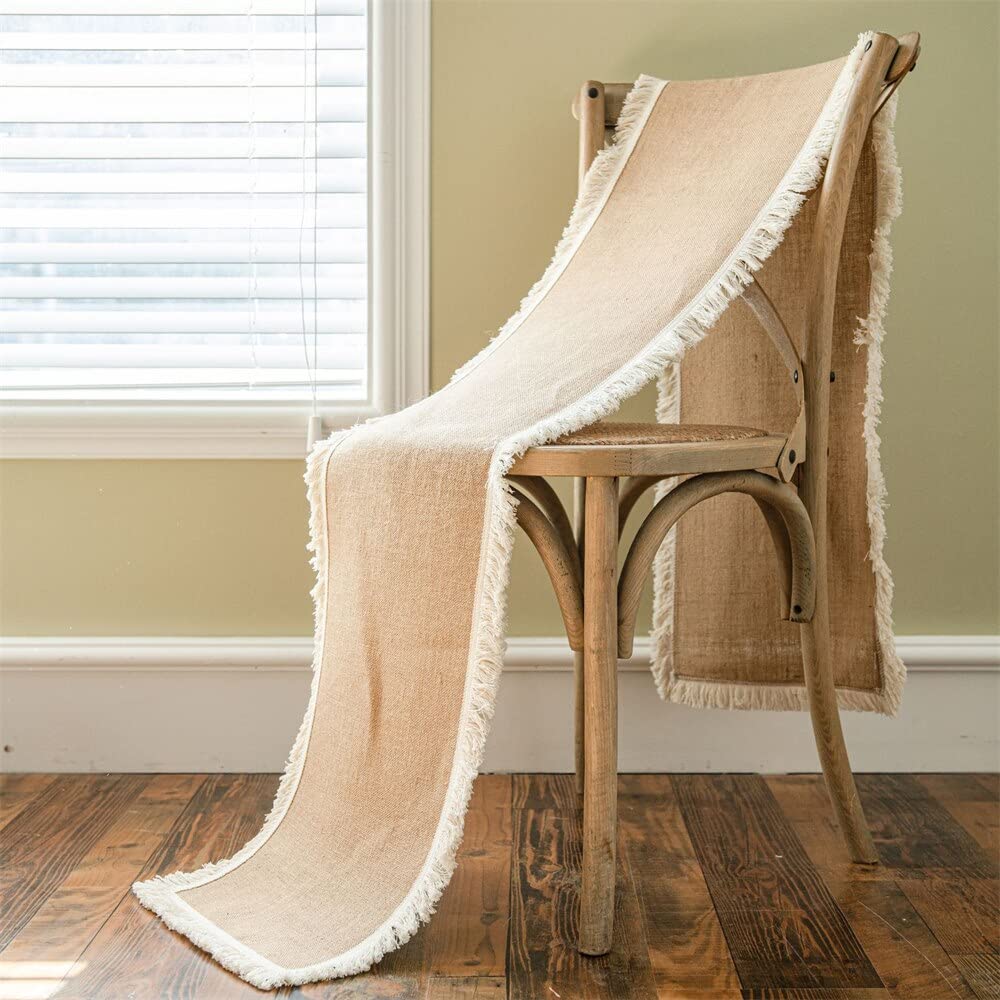 Runner da tavolo in iuta naturale decorazione in iuta americana tessitura tovaglia runner per tavolo da sposa decorazione tovaglia con nappe