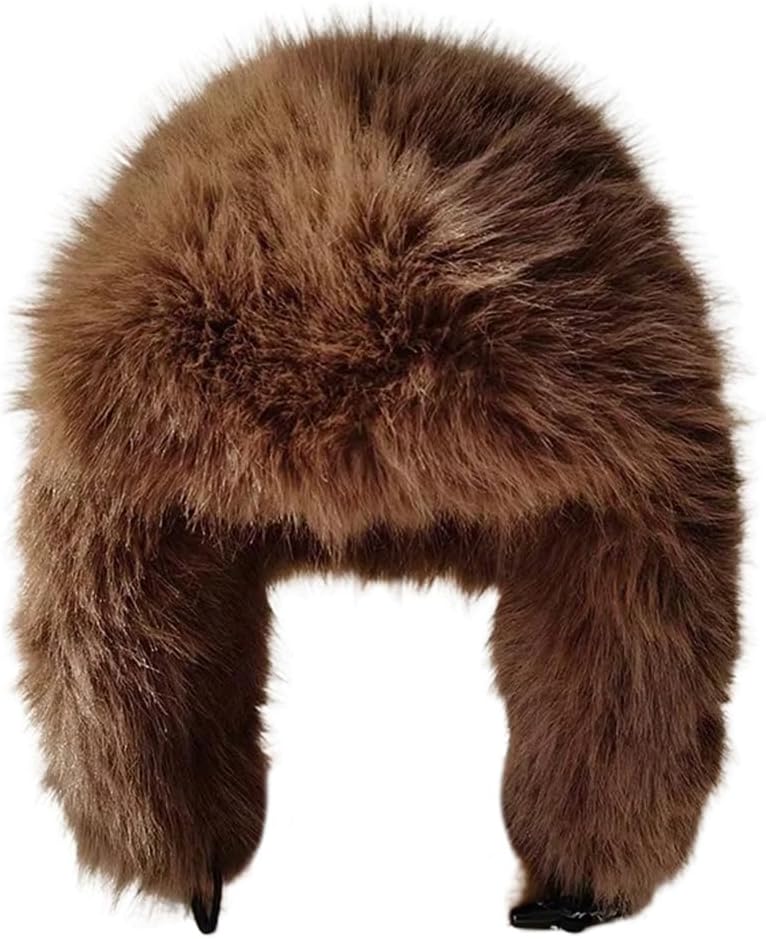 Cold Weather Trapper Hat for Women, Windproof Faux Fur Cap with Earflaps for Outdoor