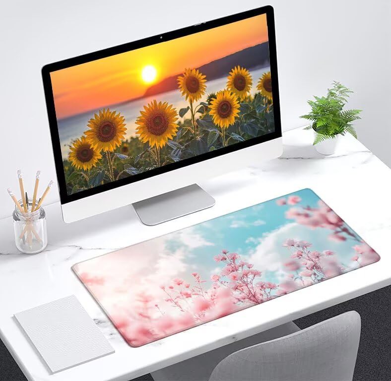 Desk mat fleurs tapis de souris XXL pour bureau PC et ordinateur - 2