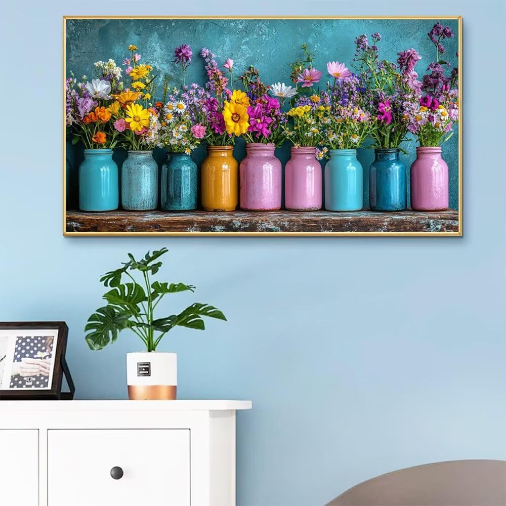 Diamond Painting Erwachsene, Diamond Painting Blume (5), 5D Anlage Diamant Paintings Anfänger 60x120cm, Mosaik Bastelset für Deko Wohnzimmer, DIY Basteln Erwachsene Als Geschenk für Frauen 0C-950