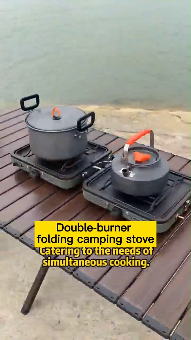 Réchaud De Camping 2 Brûleurs 4400W – Pliable, Léger, Avec Plaque De Cuisson Et Sac De Transport