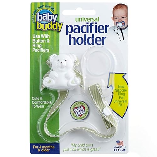 Baby Buddy Clip universal para chupete - Se ajusta al paci o se fija con anillo de silicona de ajuste universal, clip para chupete para bebés de 4