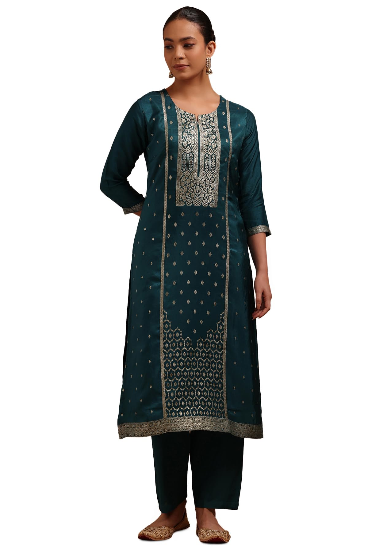 soch Womens Russian Silk With Zari Woven Kurta Set-picture-15