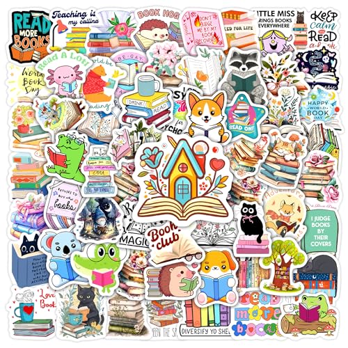 50 Pcs Kindle Book Stickers for Water Bottle, Reading Book Buddy Themed Laptop Decals, Kids Adults Vinyl Waterproof Book Volume Sticker, Books Phone Cases Skateboard Luggage -  Robmoda, SD-KS-PVC-277KSHR