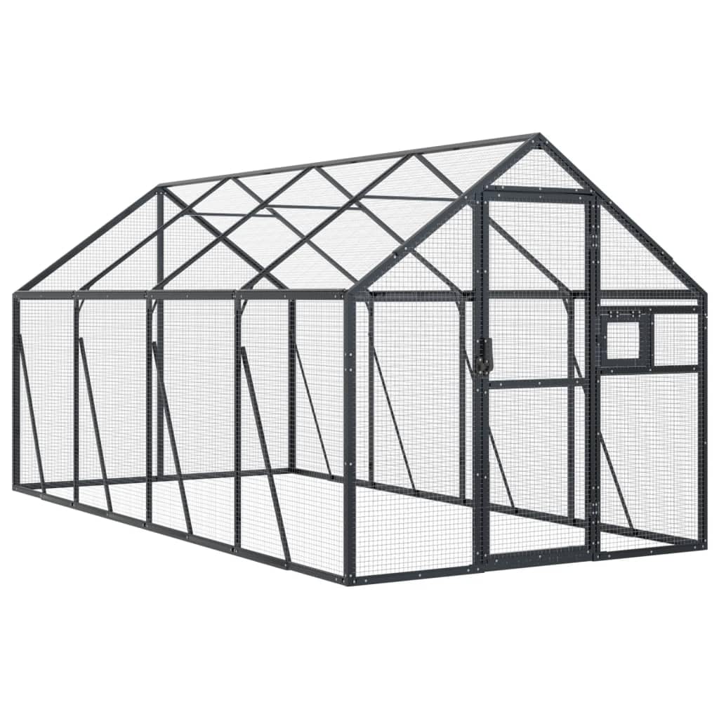 vidaXL Aluminium Aviary Anthracite - Spacious and Secure Bird Cage with Wire Mesh Grids and Lockable Door - Suitable for Birds and Small Animals