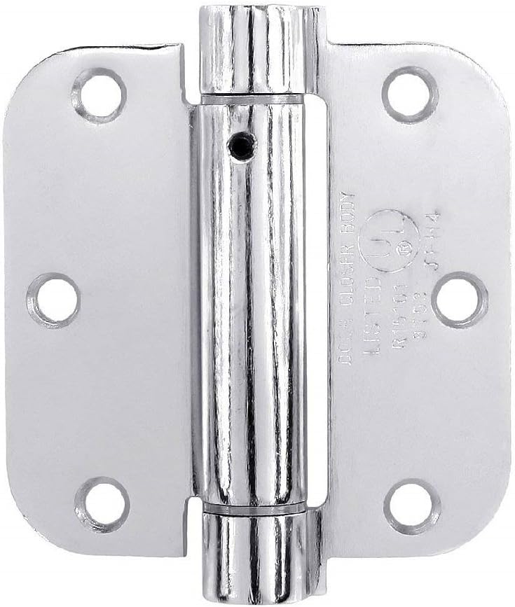 Emtek 95033 3.5" x 3.5" Spring Mortise Hinge with 5/8" Radius Corners - Pair, Polished Chrome