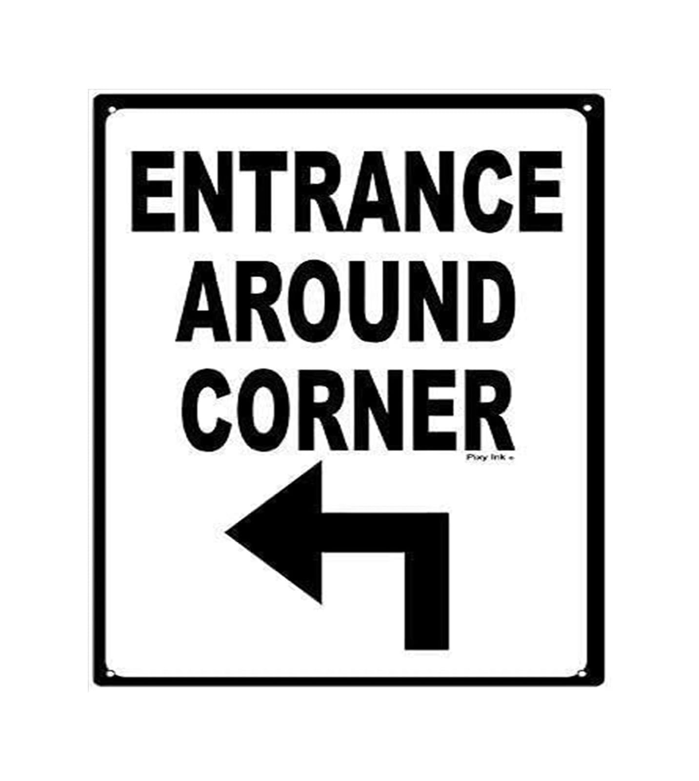 NWPNLXEA Caution Entrance Around Corner Metal Sign with Arrow Directional Warning Sign for Warehouse Parking Lot Garage Slow Notice (8 X 12 inch)