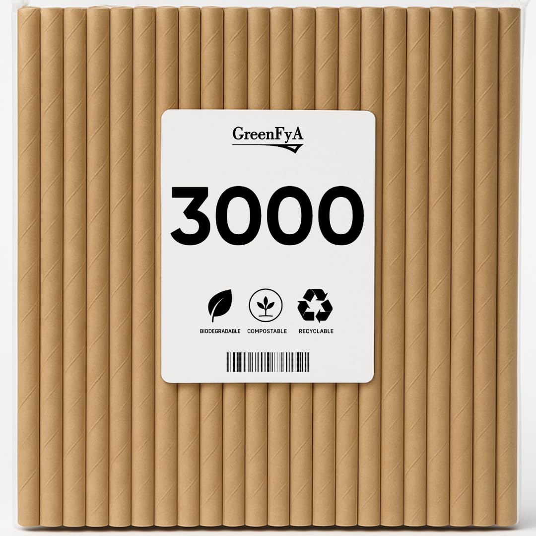 Pajitas de Papel Biodegradable, 20cm. Desechables, ecológicas y compostables. Comprometida con el medio ambiente.… (3000)